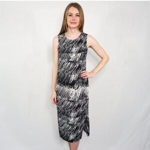 & Other Stories Sleeveless Black & White Brushstrokes Patterned Dress 8